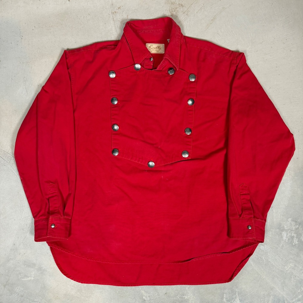 Scully Mens Red Bib Front Western Shirt Concho Button RW011 XL Pullover Cowboy